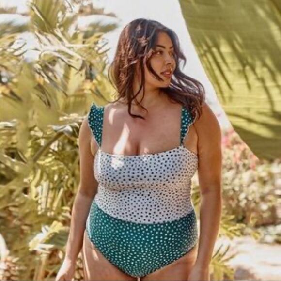 Summersalt The Ruffle Oasis Colorblock Polka Dot One Piece Swimsuit Size 16 - Picture 11 of 11